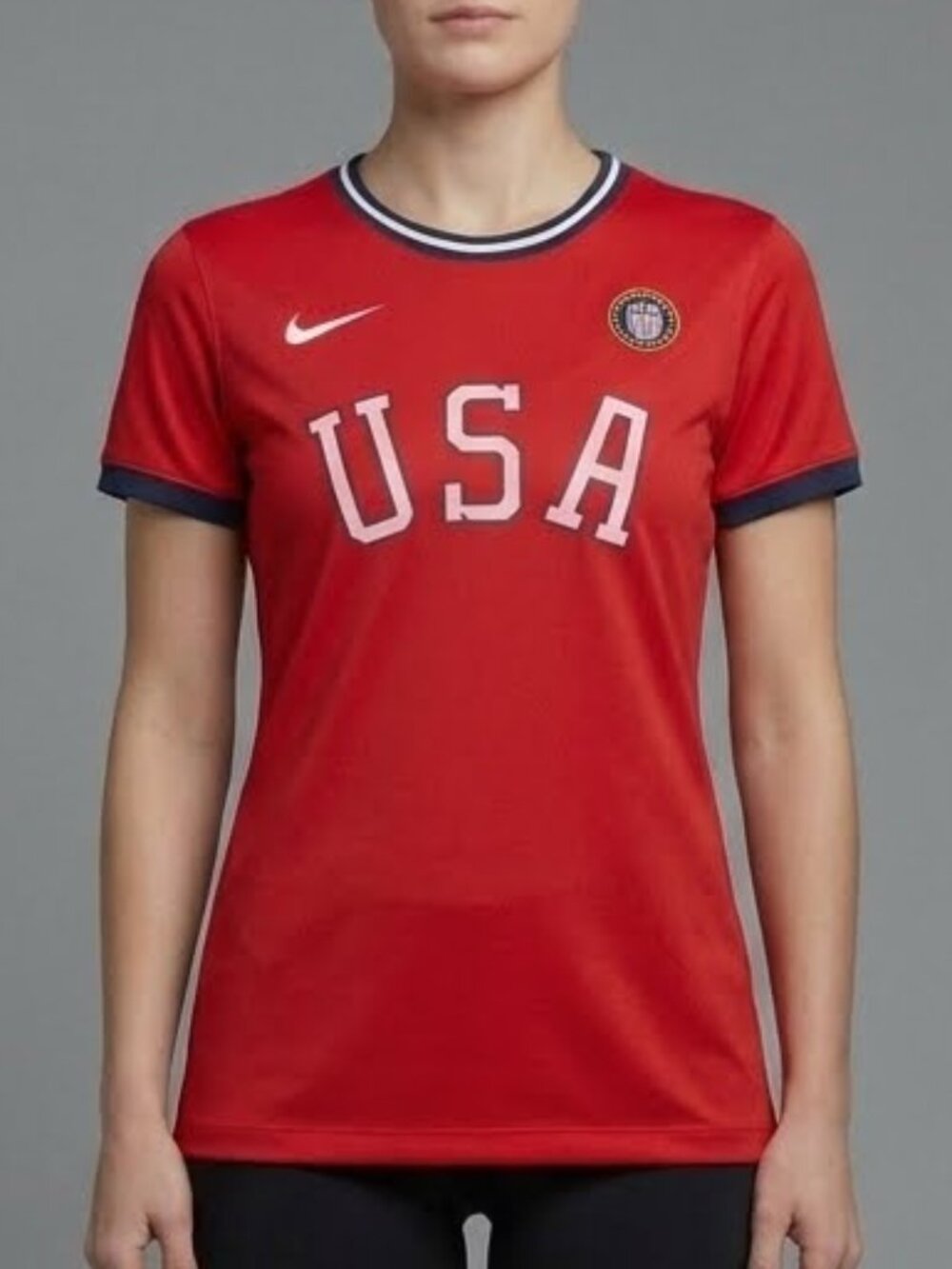 Nike USA Olympic Heritage Sports Soccer Red Ringer T-shirt Women's XL NEW